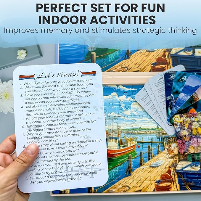 QUOKKA 100 Pieces Dementia Puzzles for Elderly - 3SET Large Piece Puzzles for Seniors - 9 Memory Flashcards with Facts I 25 Discussion Prompts per Puzzle - Alzheimer's Activities Products for Elderly
