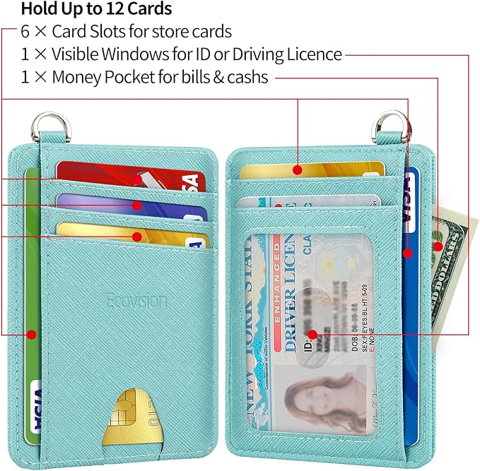 Slim Minimalist Front Pocket Wallet, RFID Blocking Credit Card Holder Wallet with Detachable D-Shackle for Men Women