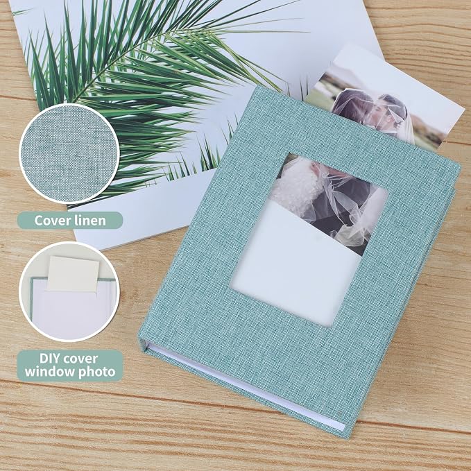vivinin 2 Pack Photo Album 4x6, Linen Cover Photo Book, Small Photo Album Book for 36 Pockets Hold 72 Pictures, Picture Book for Photos Family Anniversaries Baby Vacations (Green)
