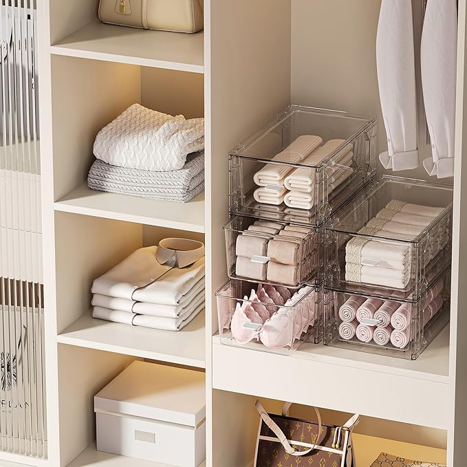 clear Drawer-Type Plastic Storage Box Bins Organizer，Family First Aid Kits Medicine cabinet Box Organizer,Closet ，Shelf，Ointments, Adhesive Bandages，Cosmetics,Office Items (clear, ZZ4L)