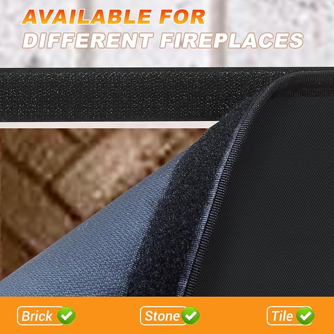 Fireplace Cover, Draft Stopper for Brick Fireplace, Fireplace Flue Blocker, Indoor Fireplace Blanket for Heat Loss, Winter and Summer, Black, 36x30 Inches