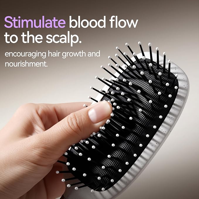 Hair Brush for Men, Detangling & Styling Hairbrush with Flex Cushion Base | Ball-Tipped Bristles, For Wet/Dry Use, Scalp Massage Function, Detangler Brushes for Fine/Thin/Thick Hair, White