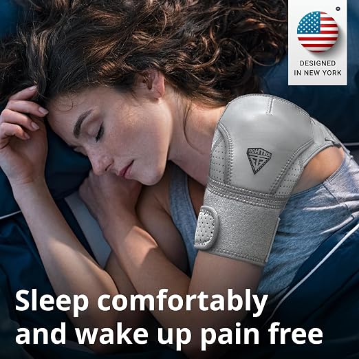 FIGHTECH Rotator Cuff Shoulder Brace for Women and Men - 2 Sizes - Shoulder Support - Pain Relief - Gray - Small (Chest 29-35" Bicep 9-12")
