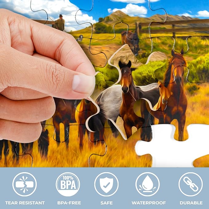 QUOKKA Alzheimers Jigsaw Puzzle Games for Adults with Horses, Dogs and Cars - 3 Set Dementia Puzzles for Elderly - 100 Piece Dementia Activities for Adults - Large Piece Gifts Products for Seniors