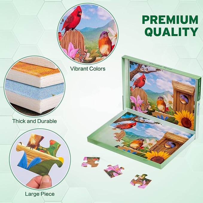 Assistex Dementia Jigsaw 24 Large Puzzle for Seniors - Alzheimer's Activity for Adults with Conversation Prompts - Best Memory Game for Patiens in Nursing Home - Build in Box Activities for Elderly