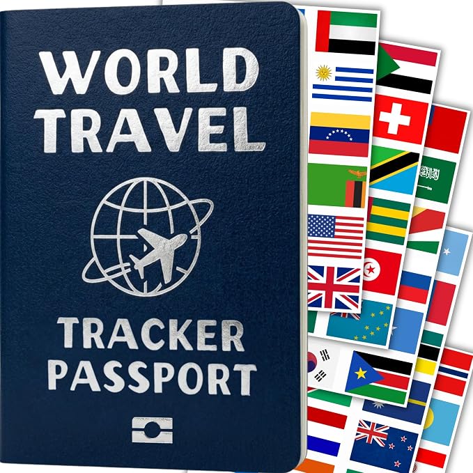 World Travel Tracker Passport — Mark 193 Countries Visited with Flag Stickers — Pocket-Sized Scratch Off Map Alternative, Travel Journal, and Gift for Travelers