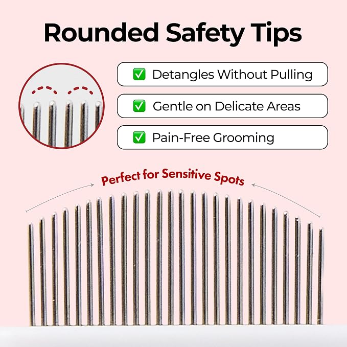 JAYU PET Facial Grooming Comb - Dog Eye Combs, Stress-free Tear Stain Remover for Dogs & Cats, Pet Facial Brush, Cat Grooming Kit, Stainless Steel Deshedding Comb (2ea)