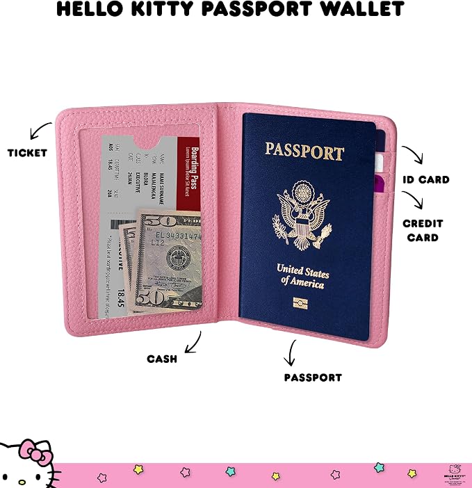 Hello Kitty Passport Cover for Travel Official License, Sanrio Gifts | Pink Passport Holder, Hello Kitty Travel Accessories, Passport Case