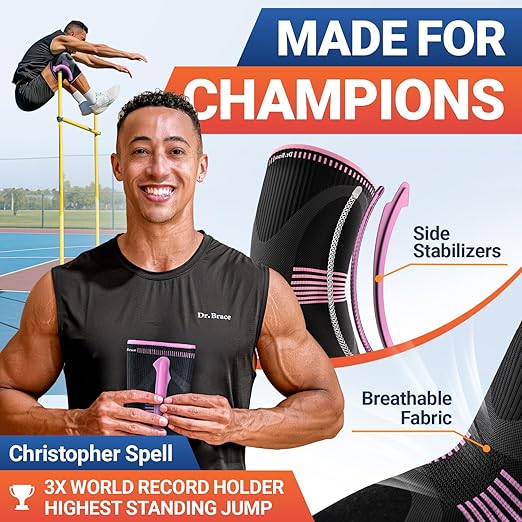 DR. BRACE ELITE Knee Brace with Size Stabilizer (2 Pack) Knee Brace for Women & Men, Workout, Sports, Daily Knee Compression Sleeve for Maximum Knee Pain Support & Fast Recovery (Orion, XX-Large) 2