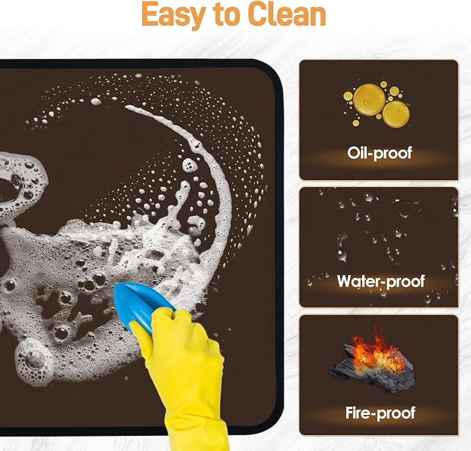 Heat Resistant Mats for Countertop fits Tabletop Grill, 31x24x0.04in, Brown | 1022℉ Fireproof grill mat for countertop/table protection, fits gas/charcoal grills, pizza ovens, fits Blackstone & Ninja