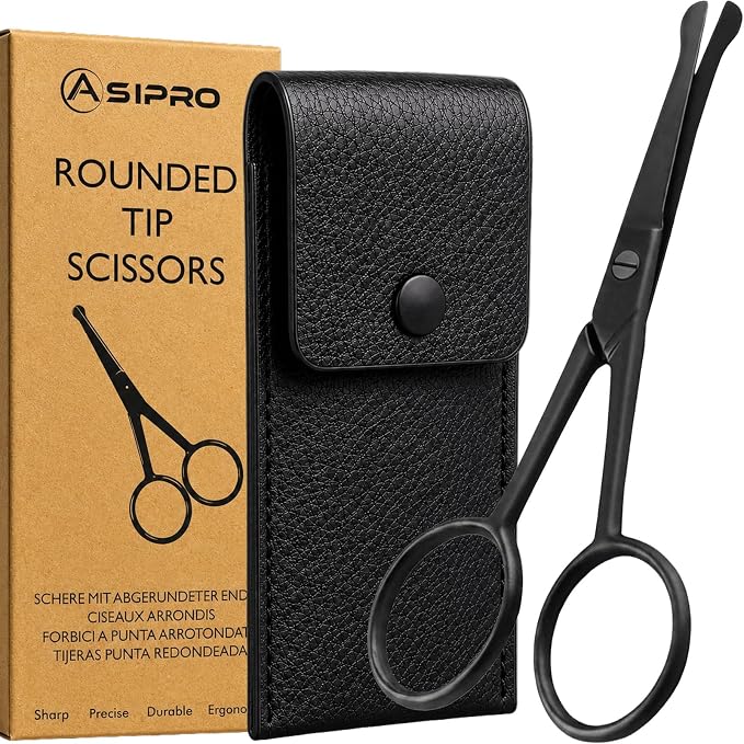 Nose Hair Scissors for Men & Women with Pouch Rounded Tip Scissor Blunt Nose Scissors Round Tip Scissor for Grooming Men Small Scissor for Nose Hair