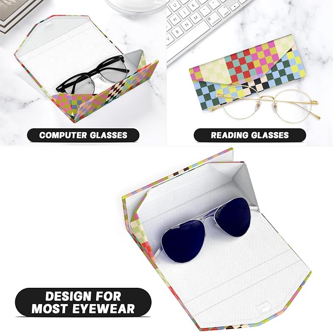 Sunglasses Case, Foldable Glasses Case, Magnetic PU Leather Hard Shell Folding Eyeglass Holder Box, Collapsible Unisex