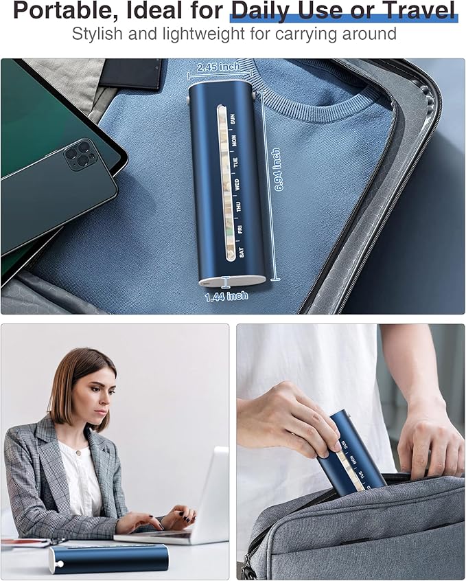 Zannaki Aluminum 7 Day Weekly Pill Organizer, Portable Travel Pill Case with Three Layer Seal, Large Capacity Cute Daily Pill Box, Pill Holder Container for Vitamins, Pills, Supplements and Medication