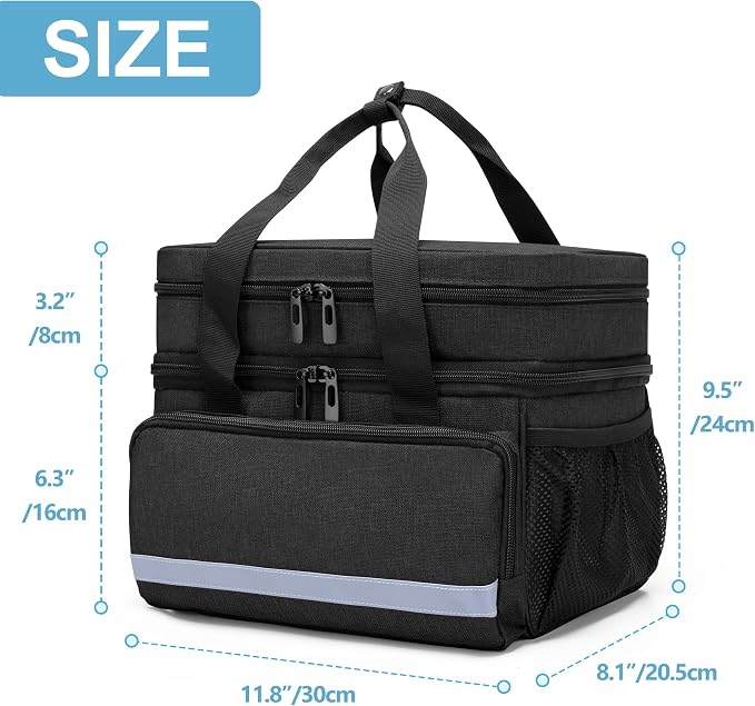 CURMIO Double Layers Pill Bottle Organizer, Medicine Storage Case, Black | Emergency Medical Supplies for Home Care, for First Aid Kits, Multifunctional Bag, Home Storage, Dormitory, Travel, Empty Bag