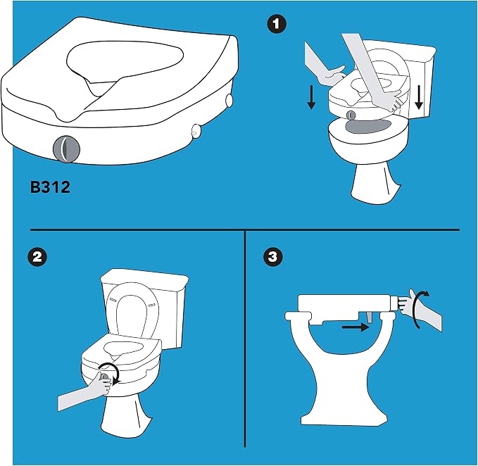 Carex E-Z Lock Raised Toilet Seat, Elongated Toilet Seat Riser, Adds 5 Inches of Height, 300 lbs Capacity, Elevating and Raising Seat for Elderly and Handicap, Universal, Slip-Resistant, White