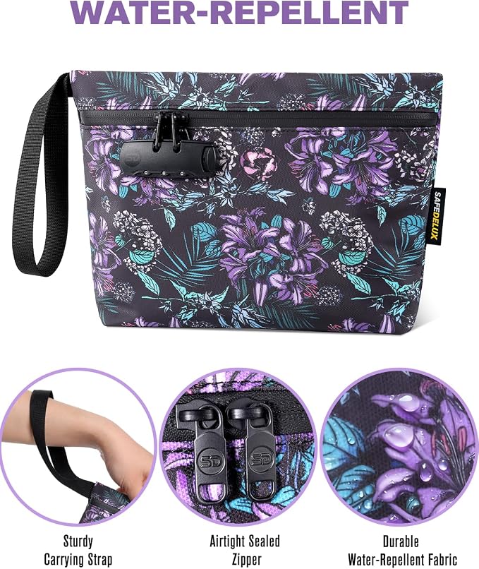 Smell Proof Bag, Odor Proof Bag with Combination Lock, Durable Smell Proof Container with Carbon Lining, Secure Odorless Travel Pouch for Home & On-the-Go