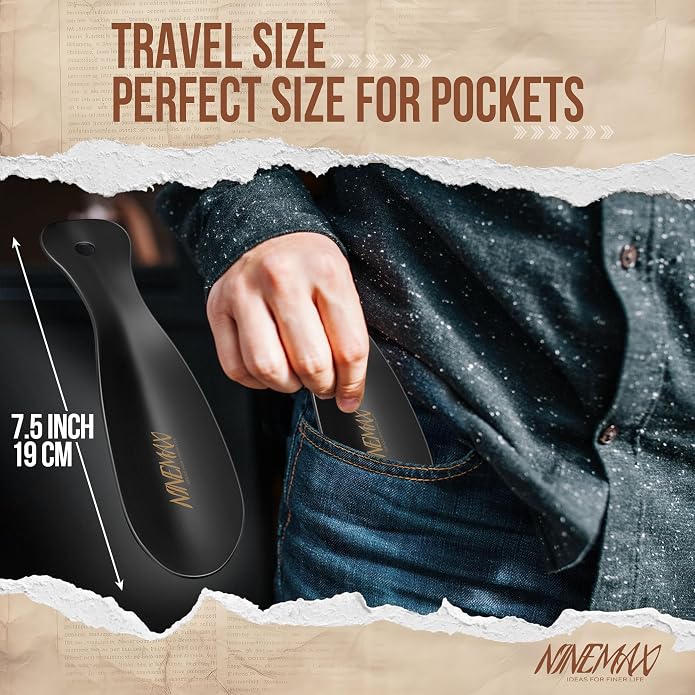 NINEMAX Shoe Horn, Long Handle for Seniors | Metal Build, Easy Shoe Wearing, No Bending, Ideal for Boots, Sneakers and Everyday Use