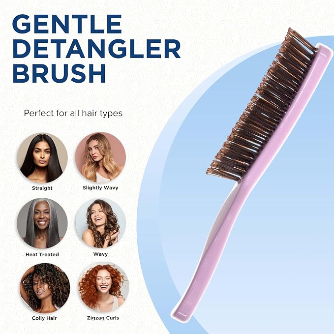 GIORGIO Hair Brush for Men and Women, Gentle Mini Hair Detangler Brush, Dual Length Bristles, Scalp Massager, Travel Detangling Brush, All Hair Types, Pink