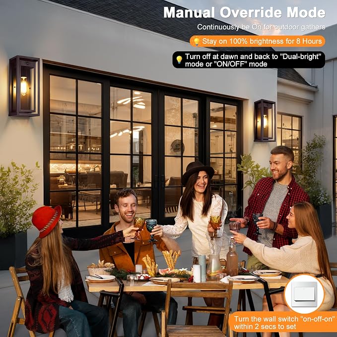 15" Motion Sensor Outdoor Wall Lights, Outdoor Sconces, 2 Pack | Dusk to Dawn, Large Size, Anti-Rust, Waterproof, Easy Installation, Bronze Modern Exterior Lighting Fixtures for House Porch