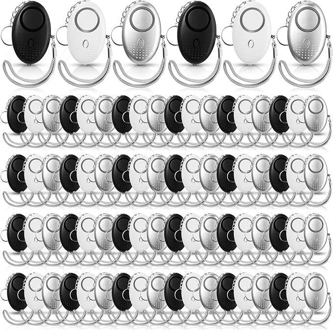 Kanayu 76 Pcs Personal Alarm Bulk 130DB Safe Sound Emergency Safety Self Defense Security Alert Keychain with Led Light Personal Protection Alarm for Women Girls Kids Elderly (Simple Color)