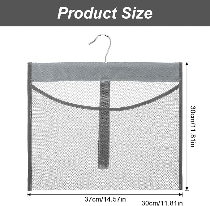 Mesh Shower Caddy Portable Shower Bag with Rotatable Hanger Quick Dry Hanging Toiletry Organizer Mesh Bath Toy Holder for Travel Gym Bathroom Dorm Essentials (Gray)