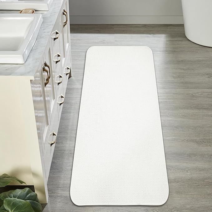 Bath Mat,Ultra Thin Bathroom Runner Rugs,Large Bath Mats for Bathroom,Quick Dry,Non-Slip,Machine Washable,Low Pile,Bath Rug,Shower Outside,Sink,Home Decor Accessories.Cream,2'x5'（24x60inch）