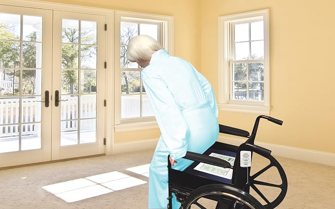 Smart Caregiver Chair Exit Alarm for Elderly Fall Prevention - Weight Sensing Pad and Alert Monitor Let You Know When They Get Up from a Chair