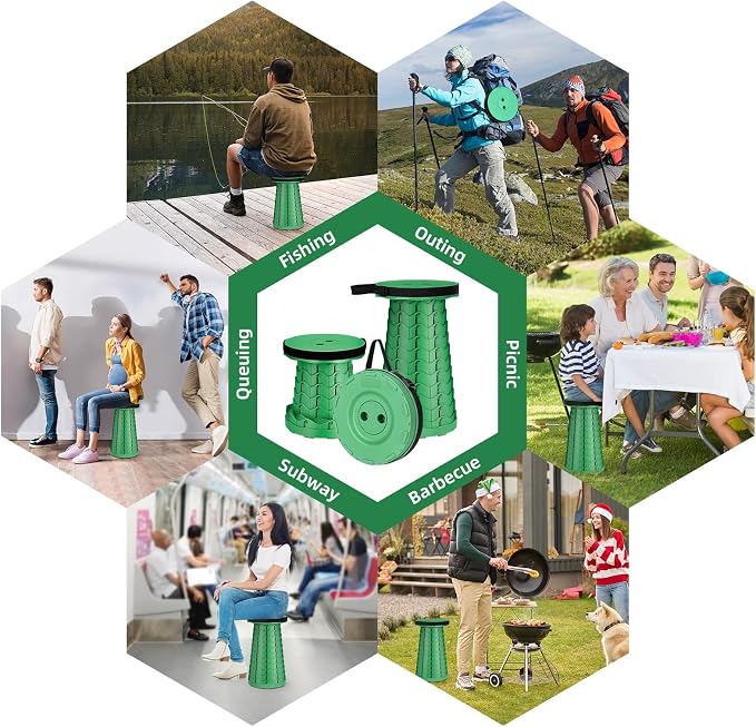 Qiguet Collapsible Stool, Folding Chair - Upgraded Portable Chair with Load Capacity 400lbs, Portable Stool for Camping Fishing Hiking - Folding Stool,Gifts for Fisherman (All Army Green)