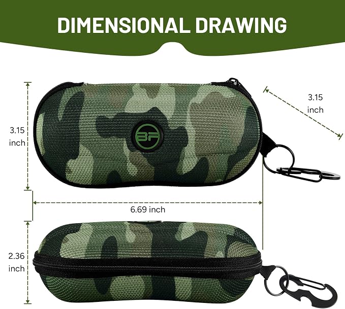 BLUPOND Sunglasses Case Semi Hard EVA Shell with Metal Hanging Hook Belt Clip Sun Glasses Storage