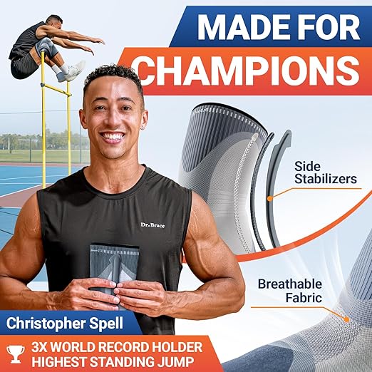 DR. BRACE ELITE Knee Brace with Size Stabilizer (2 Pack) Knee Brace for Women & Men, Workout, Sports, Daily Knee Compression Sleeve for Maximum Knee Pain Support & Fast Recovery (Uranus, Medium)