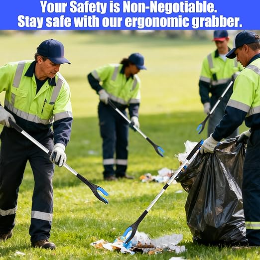 12 Pack 32 Inch Commercial Trash Grabber for Elderly Assist, Heavy Duty Lightweight Reacher with Ergonomic Handle & Non-Slip Grip, Multi-Use Outdoor Home Garden Cleanup Mobility Aid Tool (12, Blue)