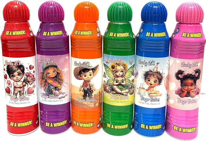 Dab-O-Ink Bingo Daubers - Premium Ink Markers for Adult Bingo Players - 3 oz. 6-Pack Assorted Colors Smooth & Even Application, Non-Drip & Quick-Dry Formula