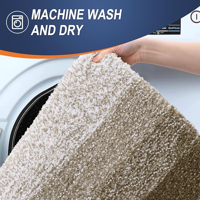 OLANLY Bathroom Rug Set 2 Piece, Soft Absorbent Microfiber Bath Mats and U-Shaped Contour Toilet Rug, Non-Slip, Machine Wash Dry, Plush Shaggy Bath Mats for Bathroom (24"x16"+U24 x20, Coffe)