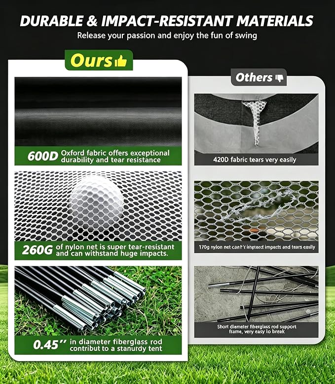 Golf Net: 10x7FT Practice Net with Mat – for Chipping, Swing & Driving Practice –Golf Nets for Backyard, Indoor & Outdoor Use – Ideal Gifts for Men, Women, Dad, Husband, Golfers