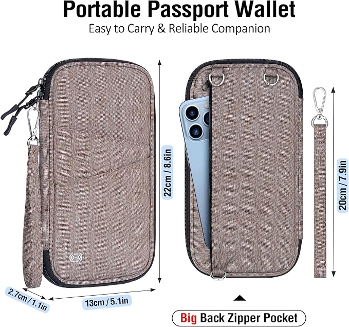BKNOOU Passport Holder Family Rfid Blocking Travel Document Organizer,Travel Passport Wallet Waterproof Multiple Passport Holder for Traveling,Passport Organizer for Men Women