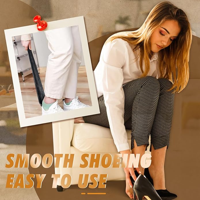 ZOMAKE Shoe Horn Long Handle for Seniors Men Women,16.5" Metal Long Shoehorn for Boots Shoe Spoon Helper