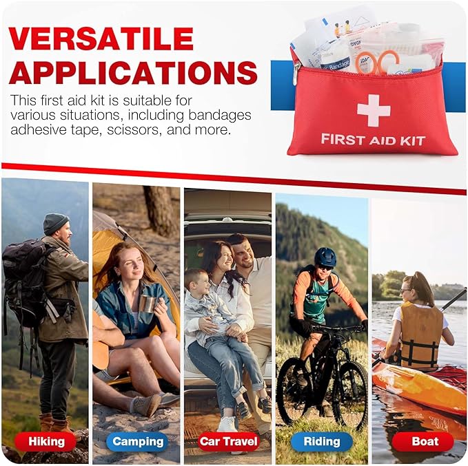First Aid Kit for Home Car Travel 107 Piece Emergency Kits for Hiking Camping Small Trauma Kit for Boat Vehicle Lightweight Compact Pocket Aid Kit for Sports Outdoor Survival | Lightweight, Compact