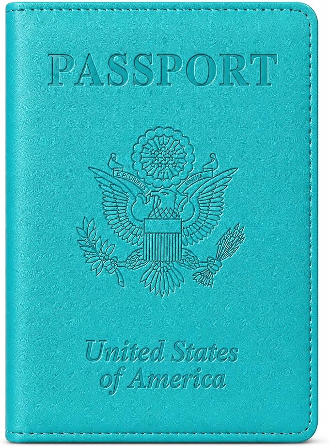 Ciana Passport Holder for Travel, RFID Passport Wallet, Leather Passport Cover & Card Holder for Men & Women, Slim Travel Wallet, Passport Case (Turquoise)