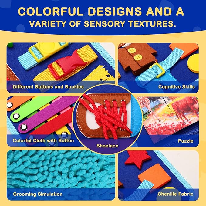 Fidget Blanket for Adults with Dementia, Dementia Activities for Seniors, Alzheimer's Products Multi-Use Busy Sensory Board, Gifts for Him Her Dementia Products for Elderly and Children with Autism