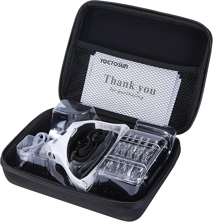 YOCTOSUN Magnifying Glasses with Light, Head Mount Magnifier with 5 Lenses, Headband, Storage Case, Hands Free LED Lighted Head Magnifying Visor for Close Work Hobby Crafts