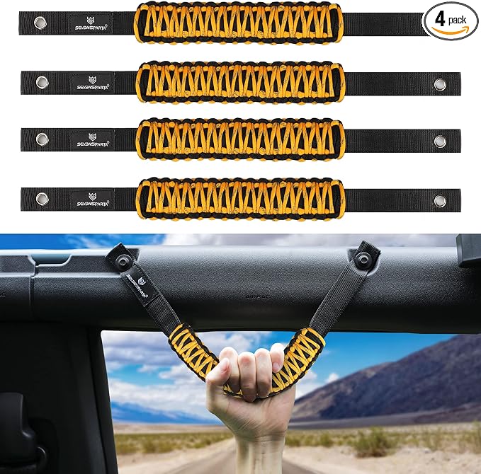 SEVEN SPARTA 4pack Roll Bar Grab Handles for Ford Bronco 2021-2026 2/4 Door | No Drill Install, Color-Matched Paracord Handles, Uses Factory Bolts, Sturdy & Comfortable Grip for 2021-2026 Bronco 2/4 Door