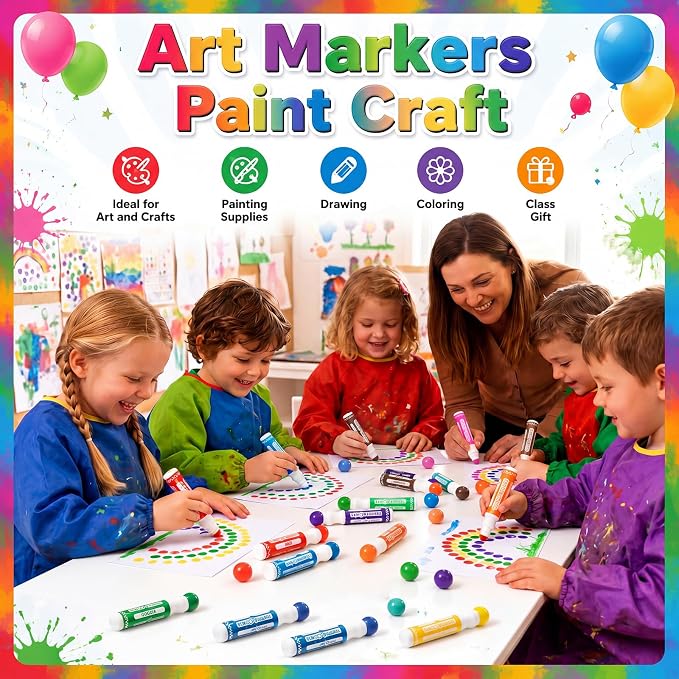 Crtiin 36 Pack Mixed Colors Set of Bingo Daubers Bingo Dabbers Dot Markers Bulk Paint Dotters Craft Ideal for Art and Crafts Painting Supplies Drawing Coloring Class Pre School Adult Gift (12 Colors)