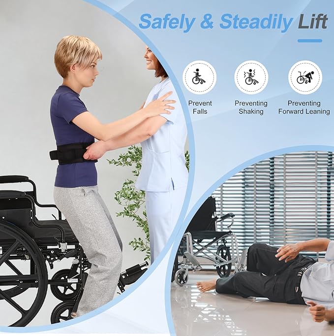 NIdreamCE Gait Belt Transfer Belts with Handles for Lifting Seniors, Safety Gate Belt with Quick Release Buckle Nursing Safety Patient Assist for Elderly, Disabled, Physical Therapy, Caregivers(Black)