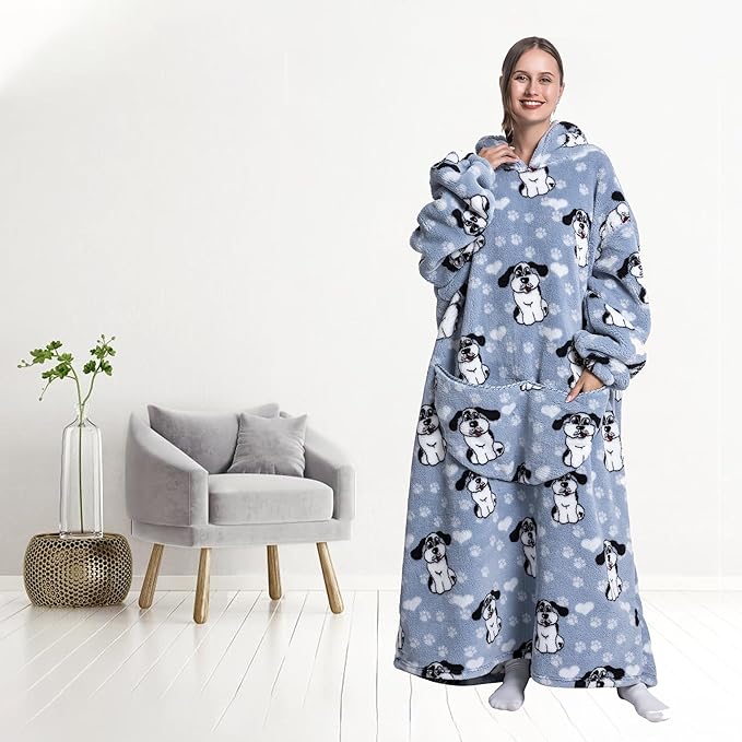 Blanket Hoodie, Long Hooded Blanket Sweatshirt as Birthday Gifts for Women Men, Long Wearable Blanket for Women Men.