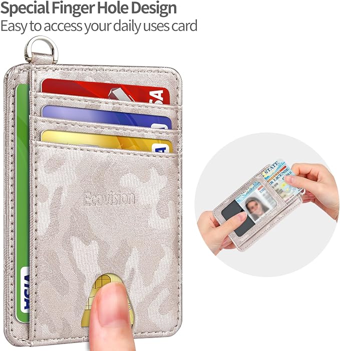 Slim Minimalist Front Pocket Wallet, RFID Blocking Credit Card Holder Wallet with Detachable D-Shackle for Men Women