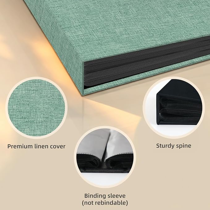 Popotop Photo Album 4x6 200 Pockets for Wedding Gifts,Linen Hardcover Picture Albums for Family Anniversary Baby Vacation Pictures