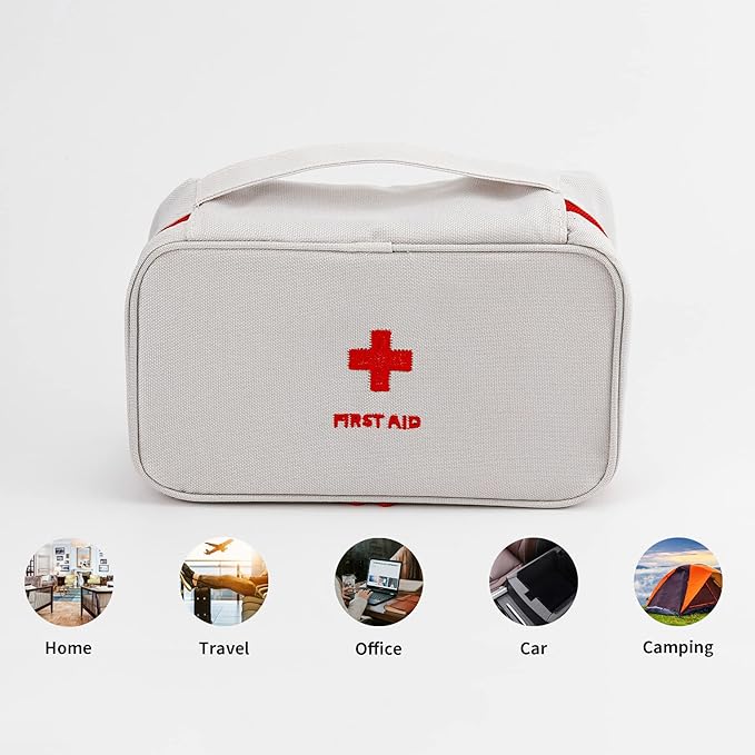 TOPASION Portable Empty First Aid Kit Bag, Travel Medicine Pouch, Small Medical Bag (Blue)