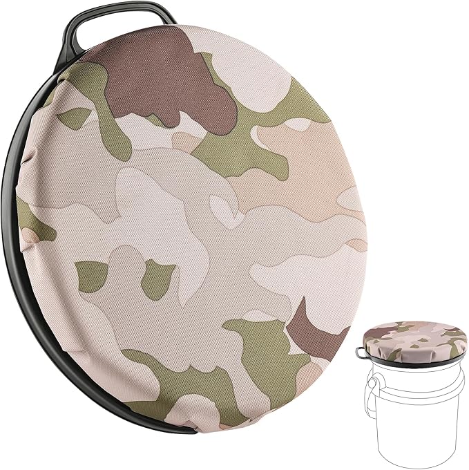 5 Gallon Bucket Seat for Yeti Only, 360 Degree Swivel Load Out Bucket Seat, 5 Gal Foam Cushion Seats Lid with Padded Top for Hunting Fishing Camping Baseball