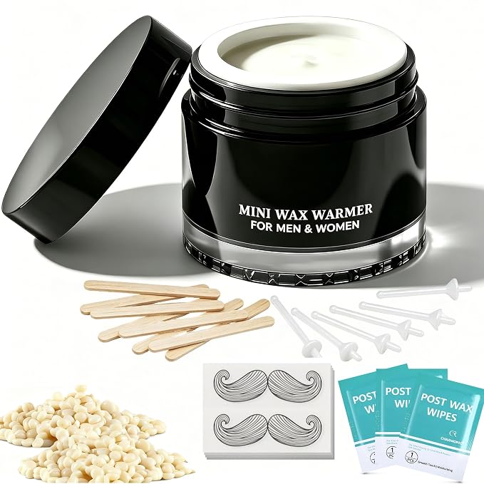 Nose Wax Kit, 120g Nose Hair Wax Kit for Men & Women, Painless Nose Hair Removal with USB Fast Heat, Smart Constant Temp, 40 Applicators, Wooden Sticks, After-Wax Wipes and Moustache Guards 20-25 Uses