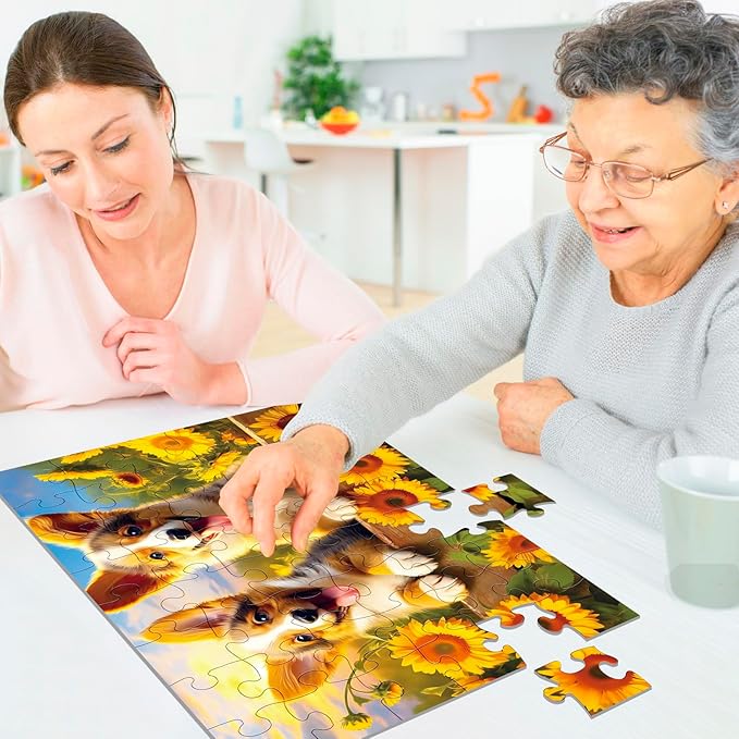 3 Packs Large Piece Puzzle for Seniors - Dementia 48 Pieces Puzzles for Elderly Adults,Alzheimer’s Puzzles Memory Cognitive Games for Elderly Seniors with 3 Storage Bags